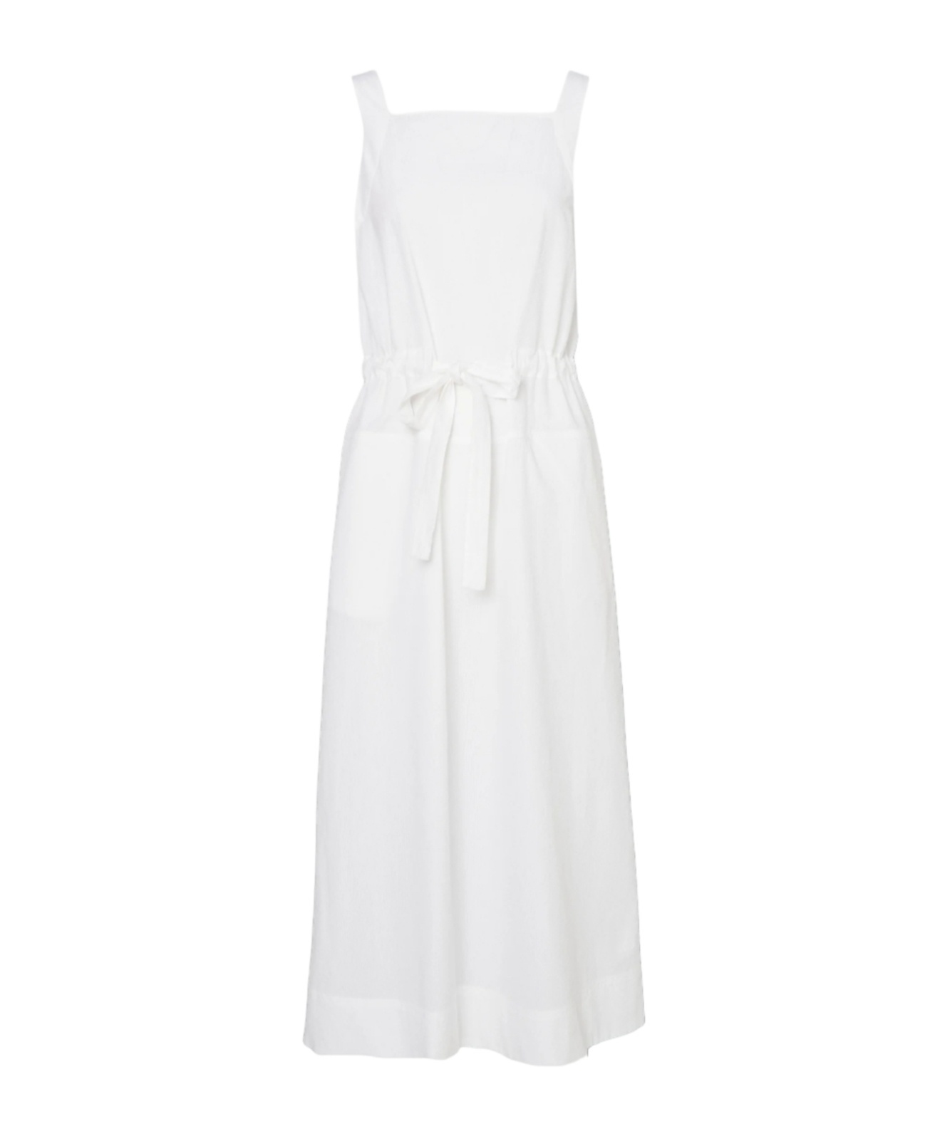 Max Mara Panfilo Sleeveless Cotton Seersucker Midi Dress In White