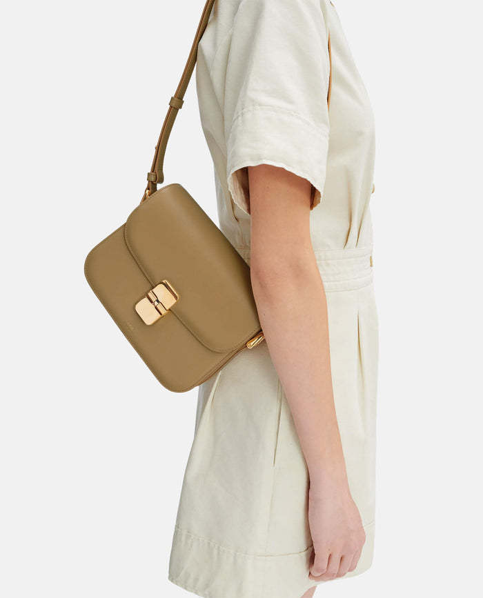 Apc A.p.c. Grace Logo Printed Small Shoulder Bag In Sand