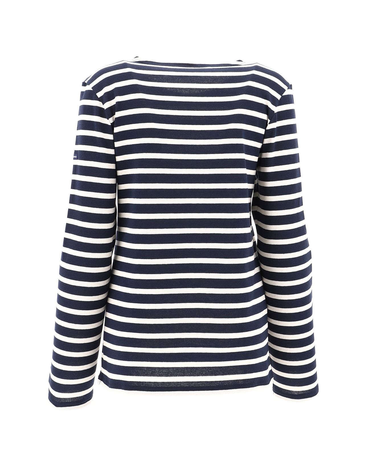 Saint James Cotton Crewneck Embroidered Striped T-shirt In Black
