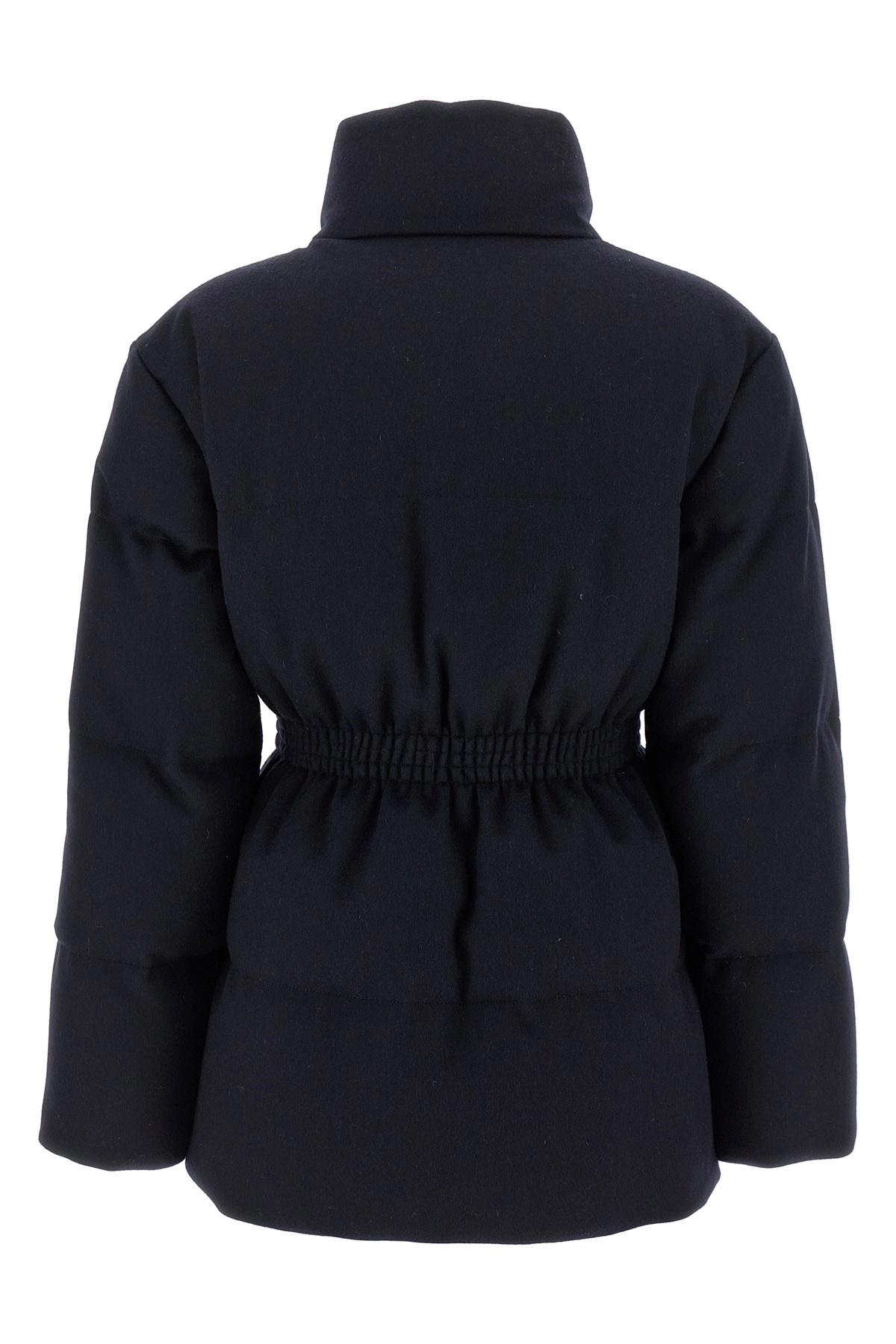 Prada Midnight Blue Wool Down Jacket In Animal Print