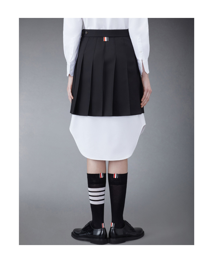 Thom Browne Wool Fresco Pleated Mini Skirt In Black