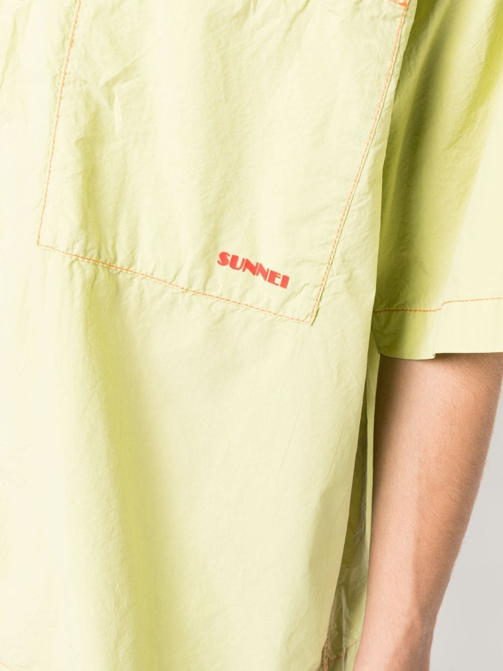 Sunnei Logo-print Crinkled Shirt In Yellow