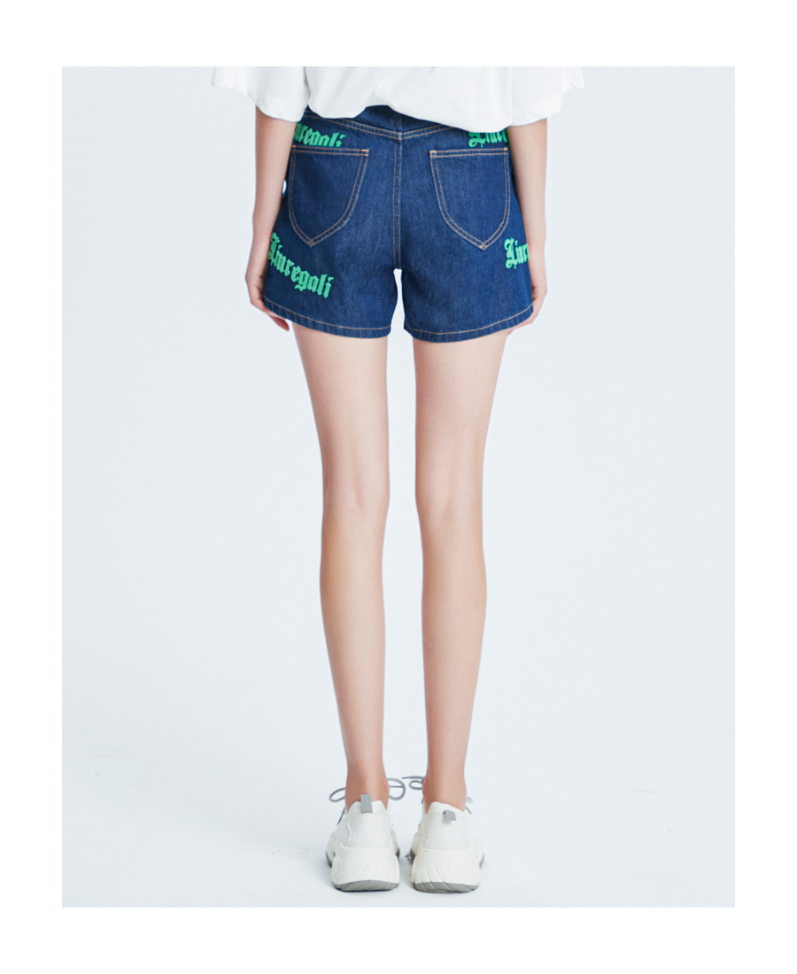 Liuregali High Waist Denim Shorts In Blue