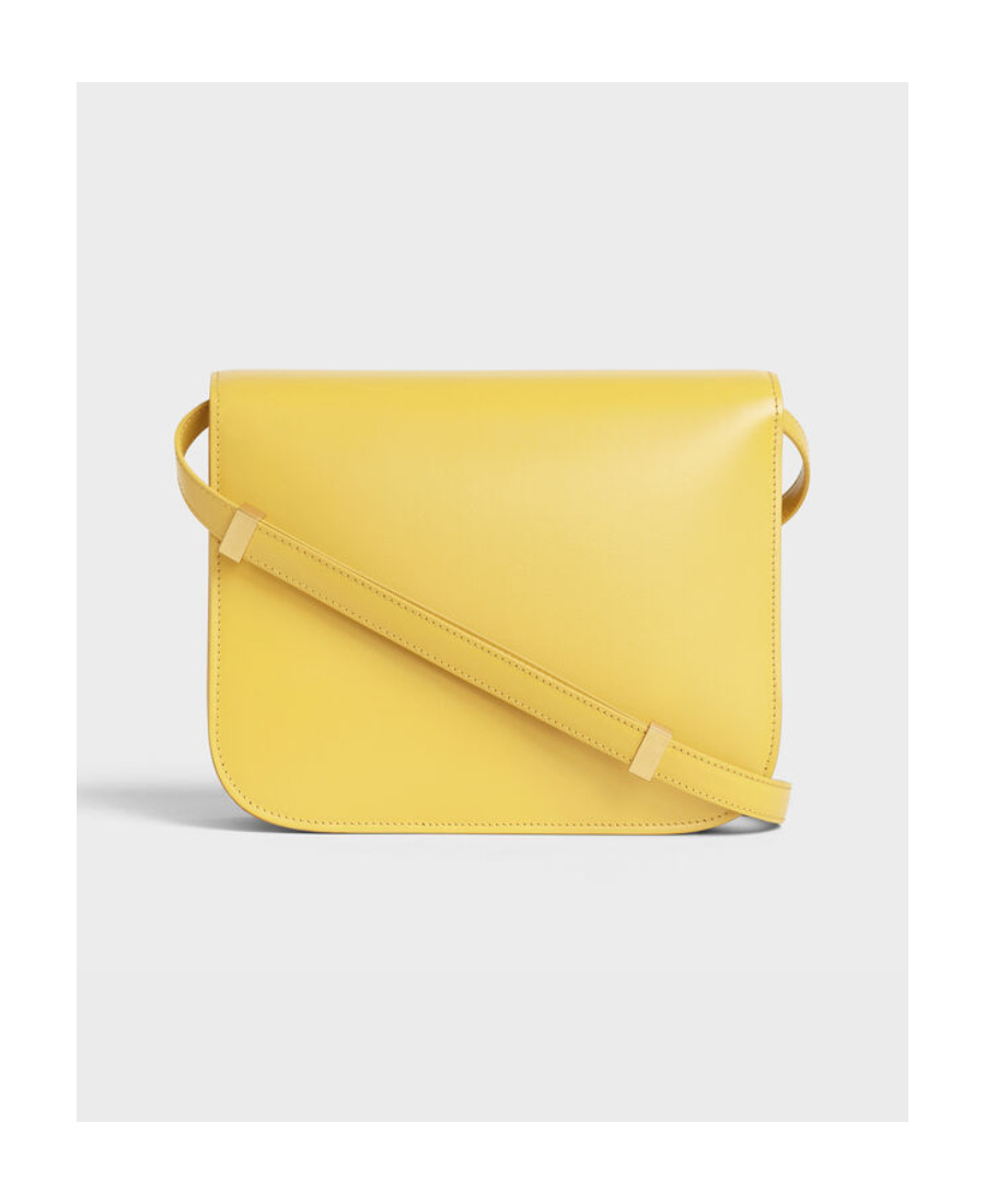 Celine Classic Medium Cow Leather Polished Handbag In Yellow