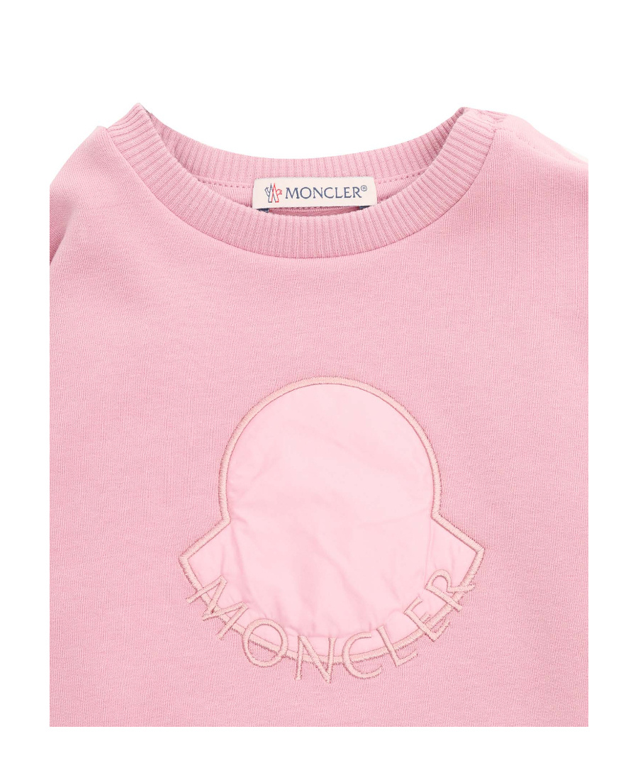 Moncler Logo-embroidered Crew-neck Dress In Pink