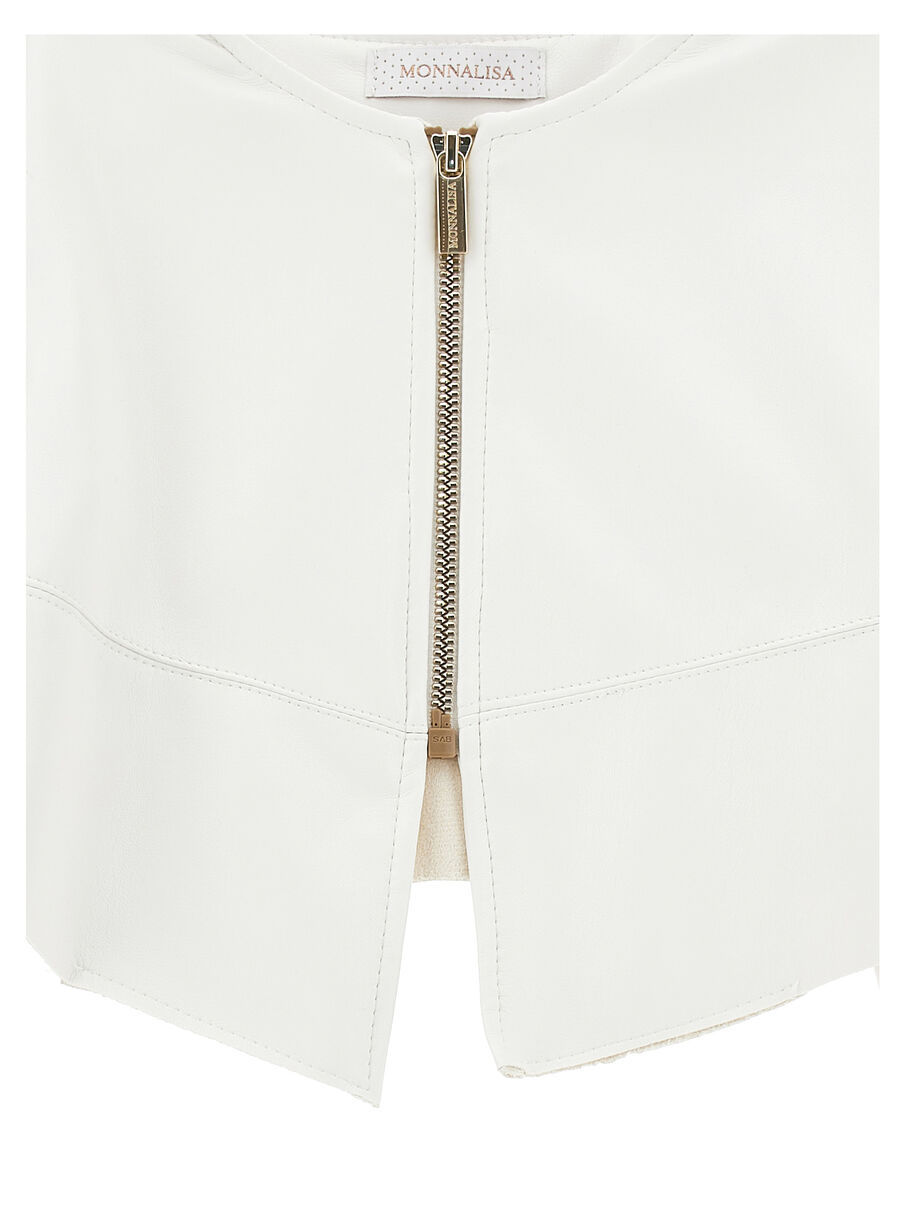 Monnalisa Coated Fabric Jacket In White