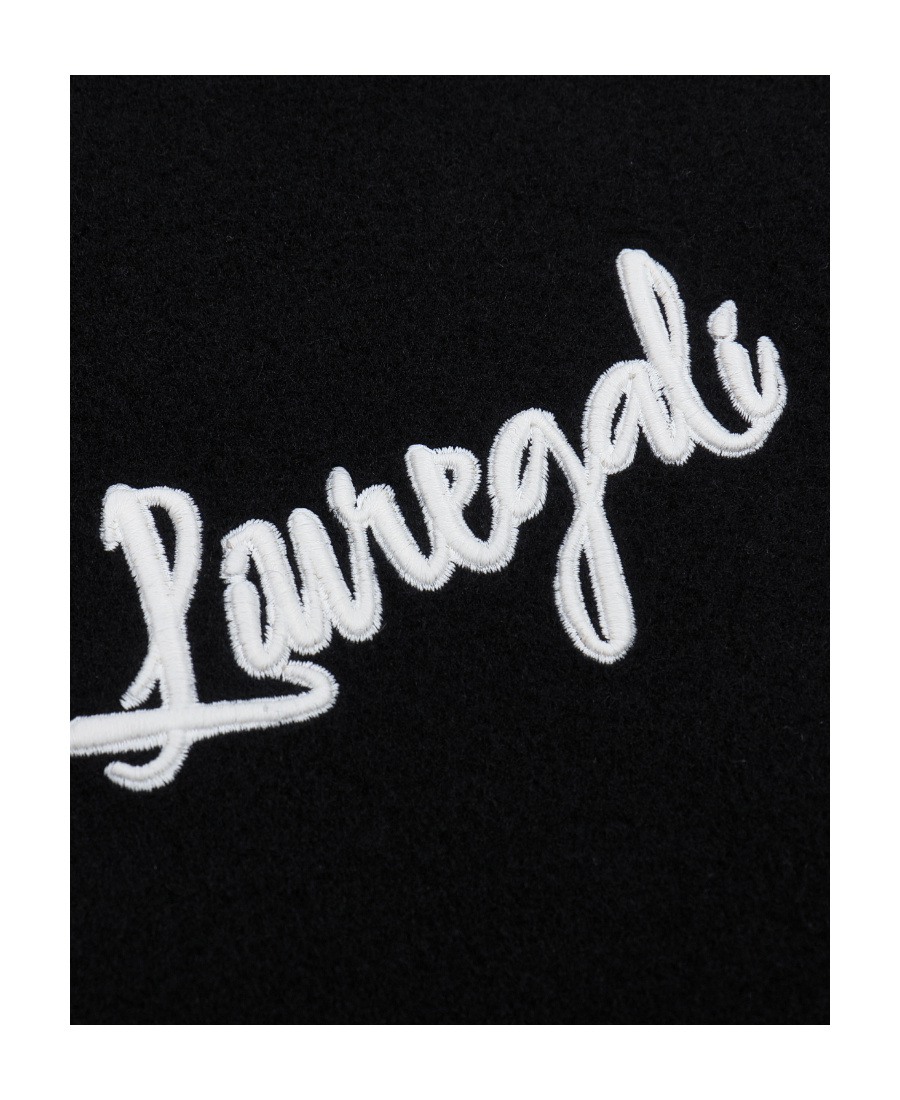 Liuregali Vintage Woolen Cloth Embroidered Baseball Coat In Black