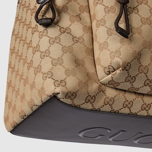 Gucci Medium Gg Backpack With Web In Pattern