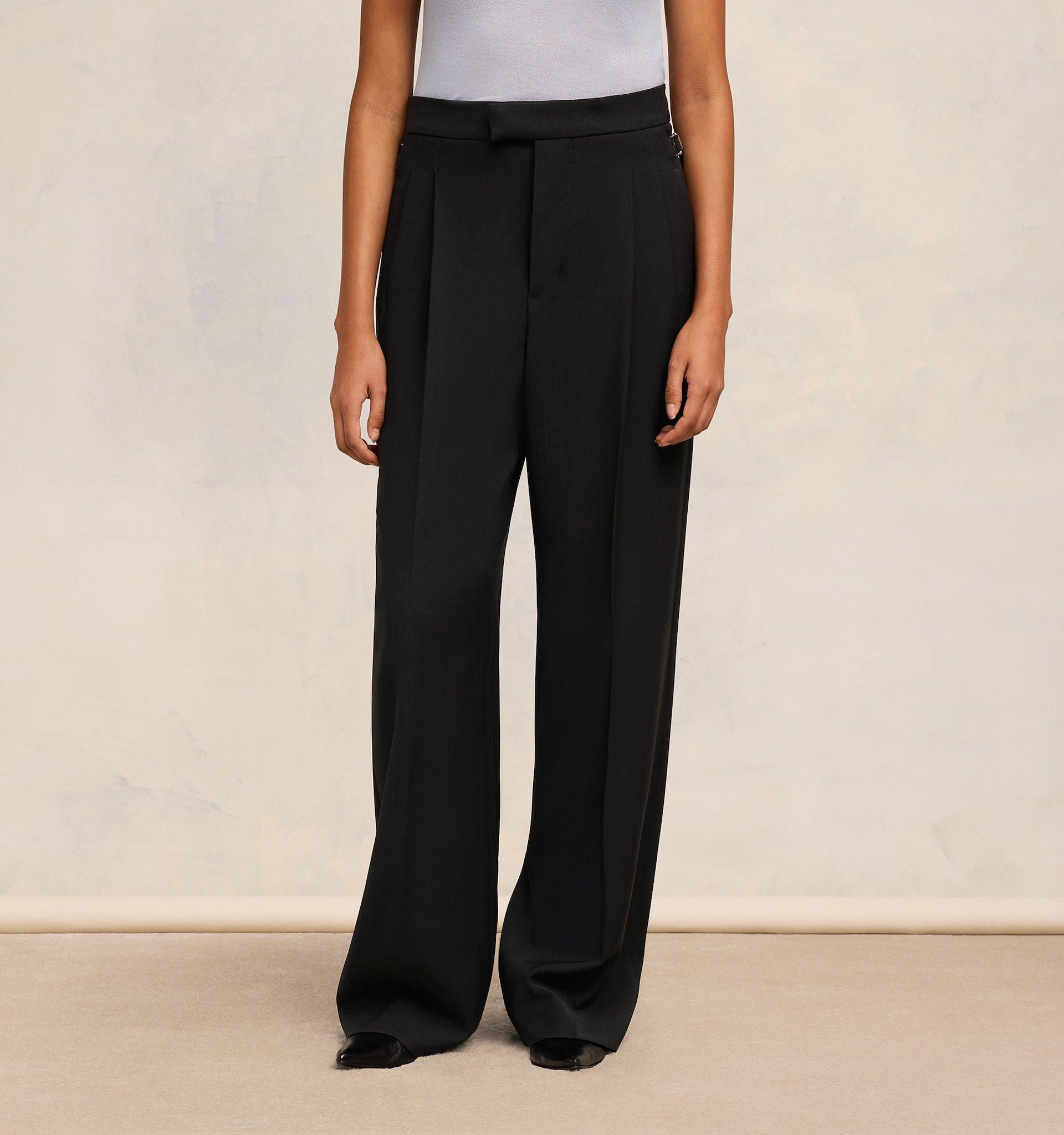 AMI ALEXANDRE MATTIUSSI AMI PARIS HIGH WAIST STRAIGHT LEG PANTS