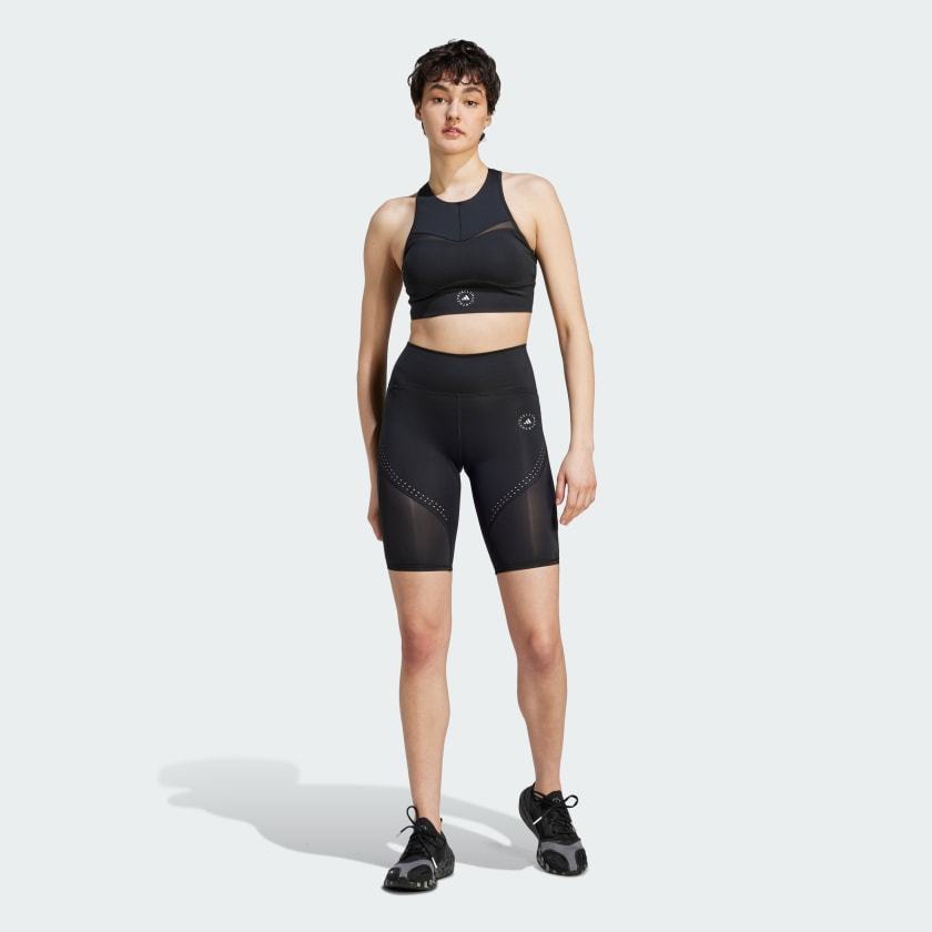 Shop Adidas By Stella Mccartney Training Logo-print Cropped Top In Black