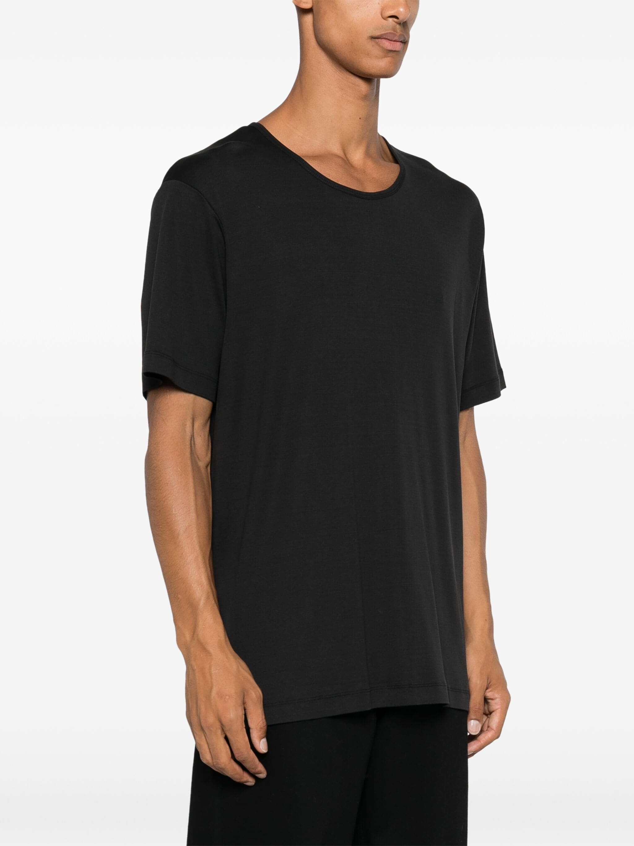 Lemaire Crewneck Ribbed Texture Plain Design T-shirt In Black