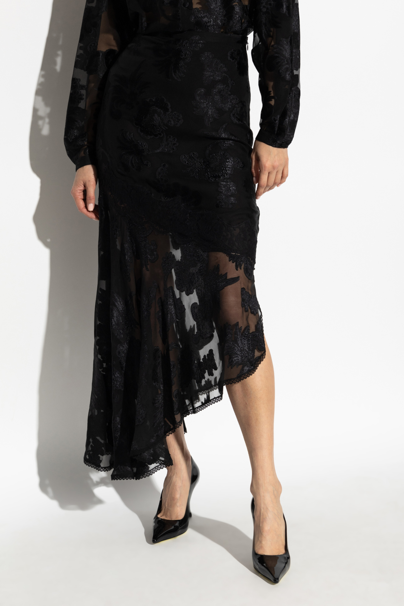 Etro Fil Coupé Chiffon Skirt In Black