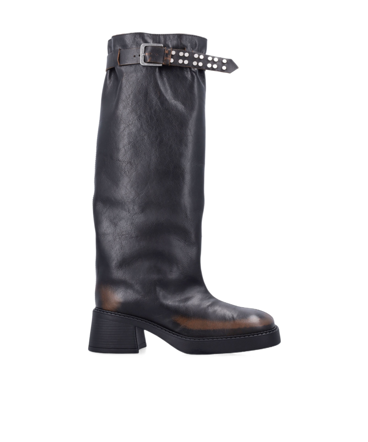 Miista Buckle-fastening Studded Boots In Brown
