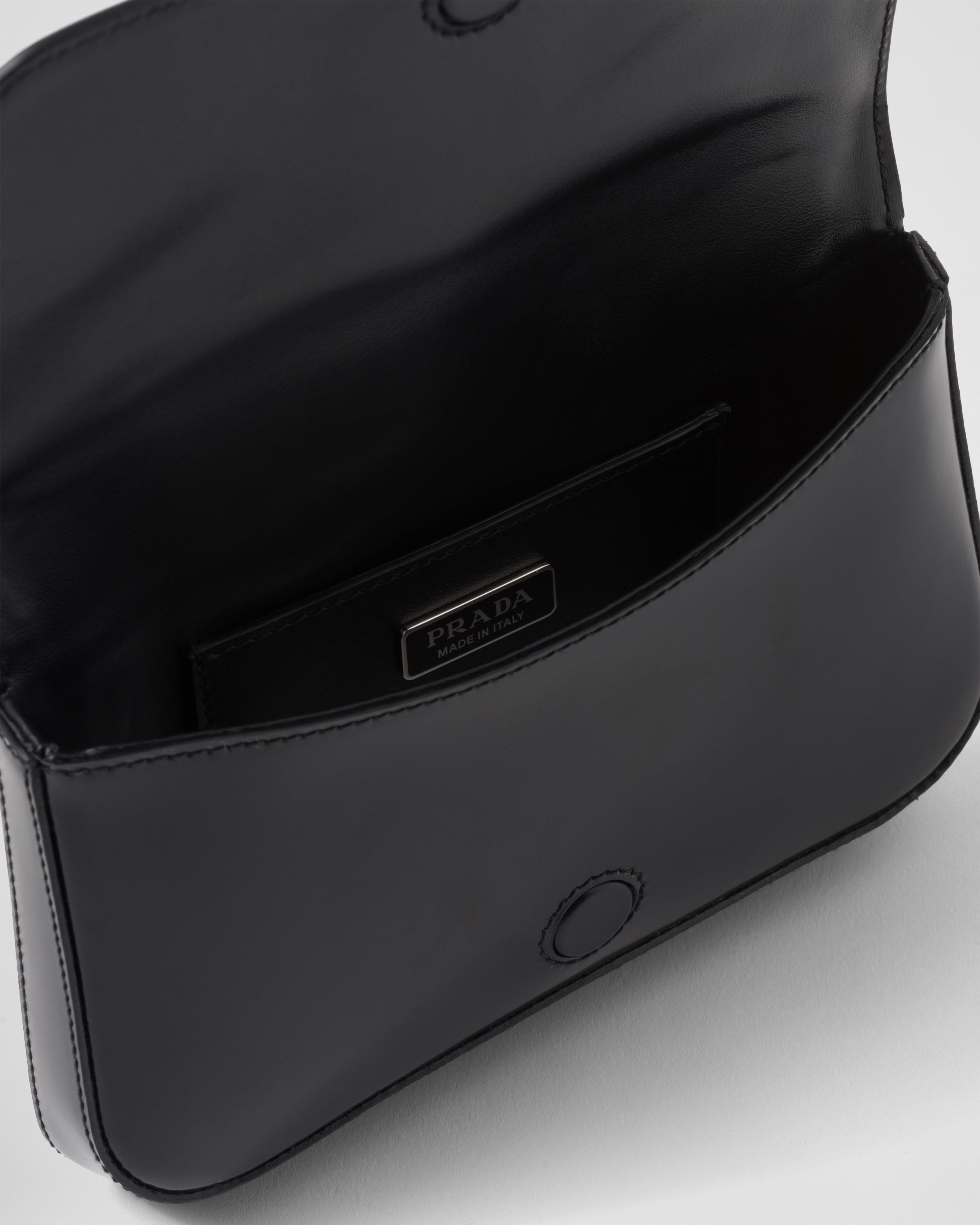 Prada Brushed Leather Mini-bag With Shoulder Strap In Black