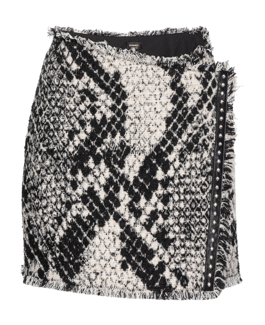 Pinko Snake-effect Jacquard Wrap Skirt In Black