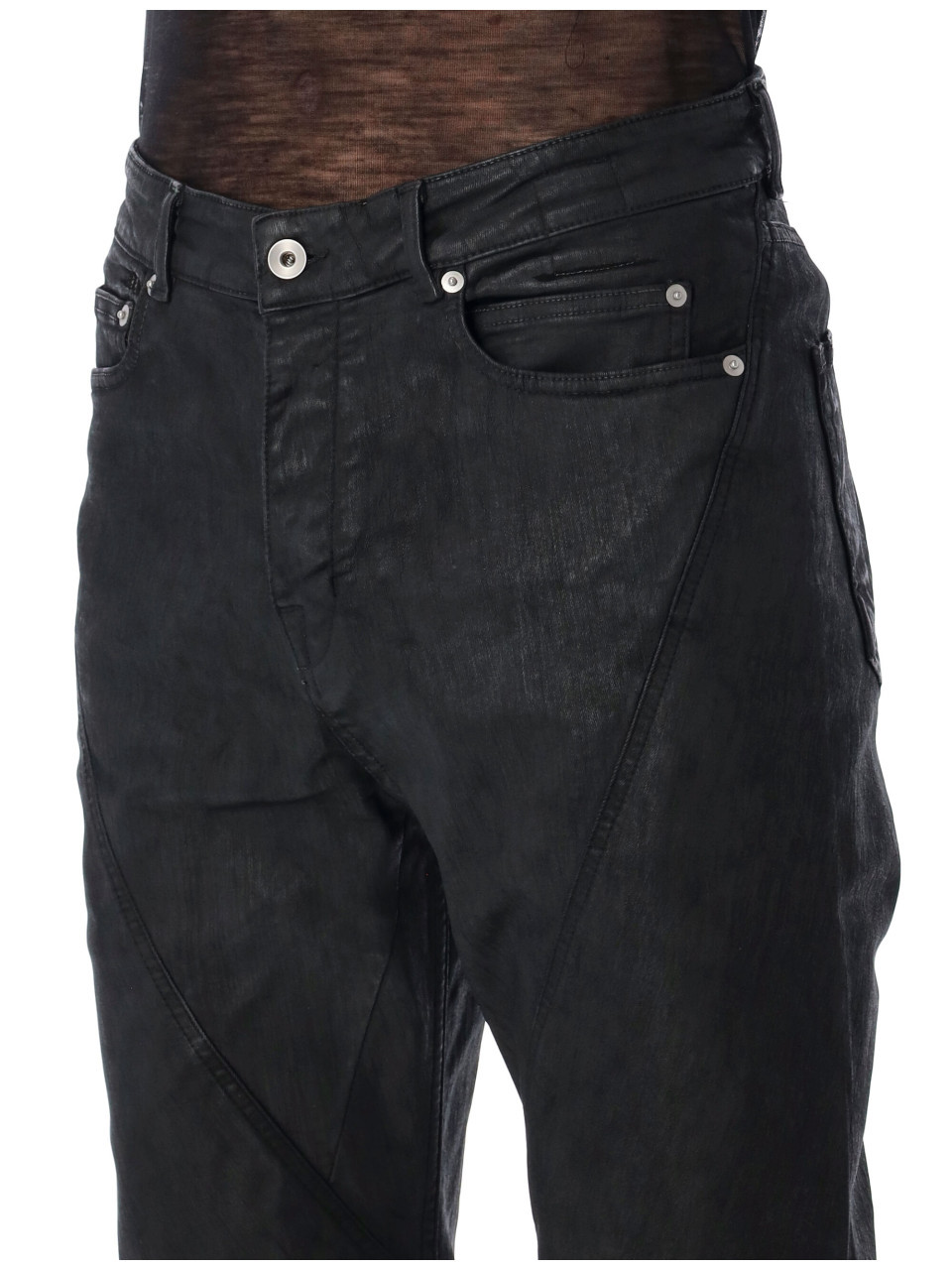 Rick Owens Drkshdw Flare Stitched Pockets Belted Trousers In Black