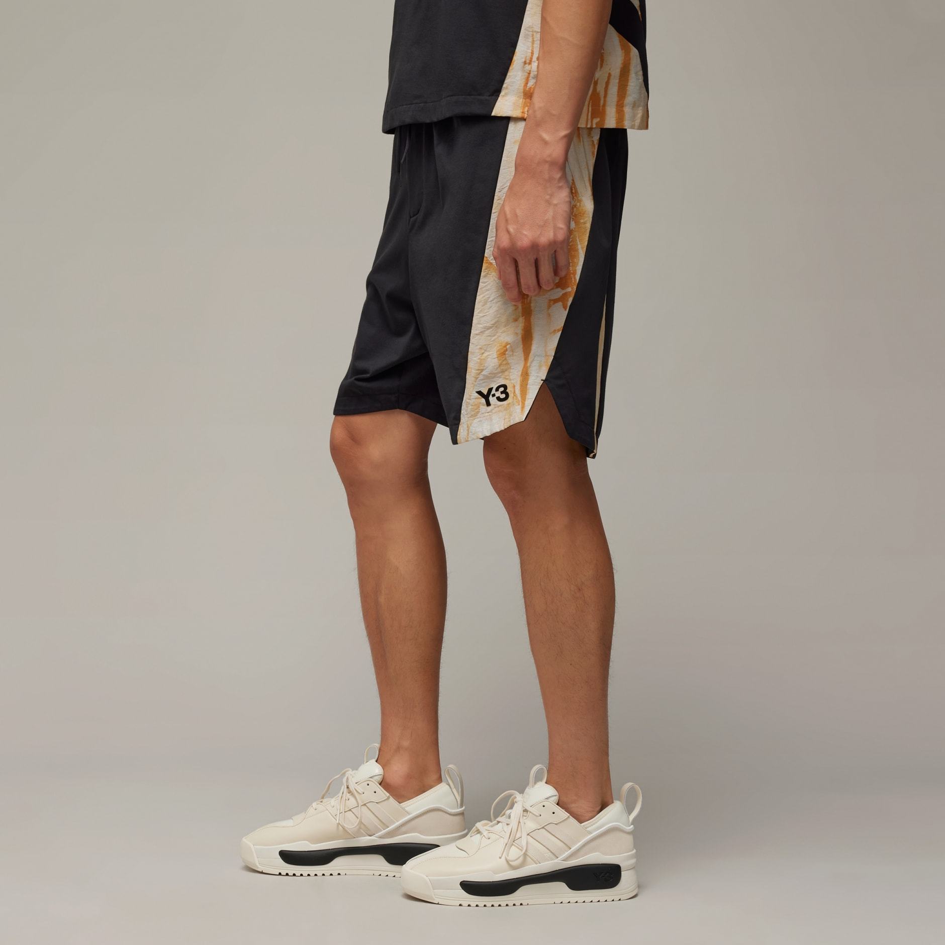 Y-3 Rust-dye Track Shorts In Black