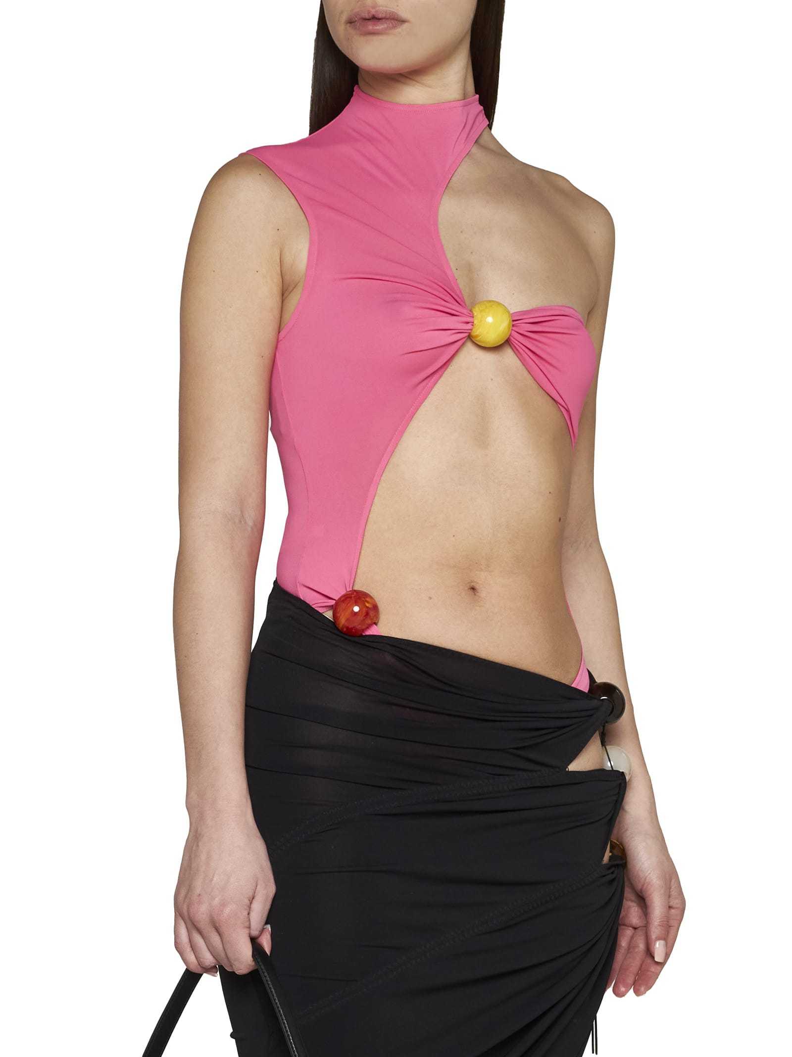 Jacquemus Pink Le Raphia 'le Body Perola' Bodysuit In Pink