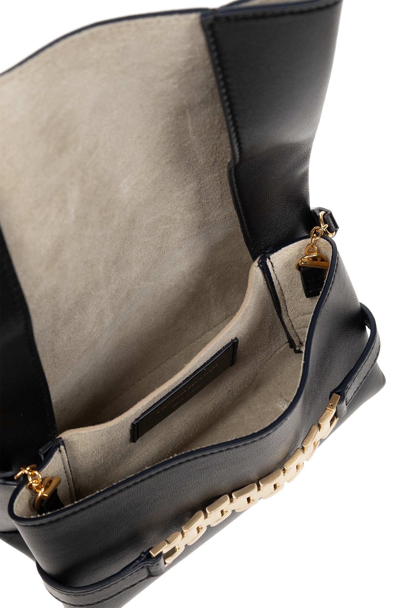 Victoria Beckham Chain Leather Crossbody Bag In Black