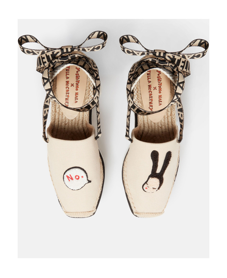 Stella Mccartney Beige Gaia Little Black Bunny Espadrilles In Nude