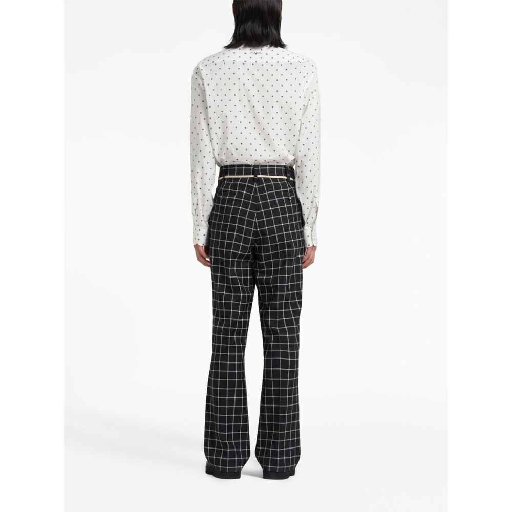 Marni Grid-pattern Straight-leg Trousers In Black