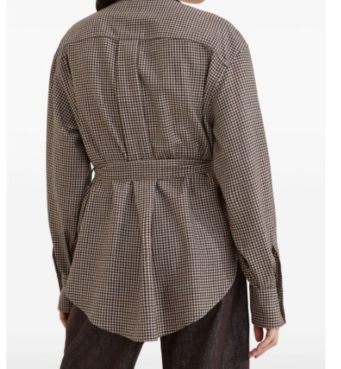 Brunello Cucinelli Checked Virgin Wool Overshirt In Brown