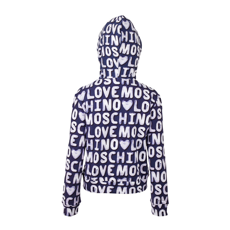 Moschino Pattern Printed Casual Jacket In Blue
