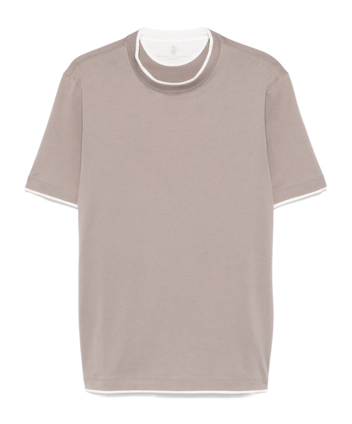 Brunello Cucinelli T-shirt With Layered Design In Nude
