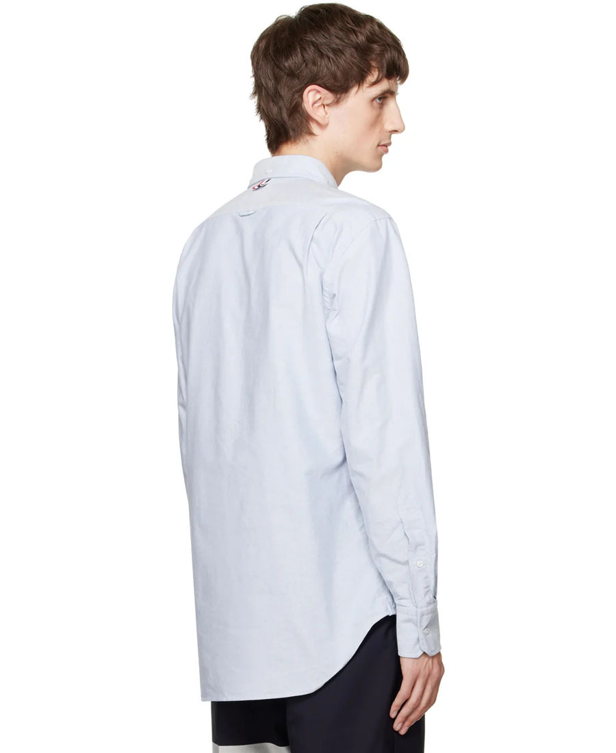 Thom Browne Straight Fit Cotton Oxford Button-down Shirt In White