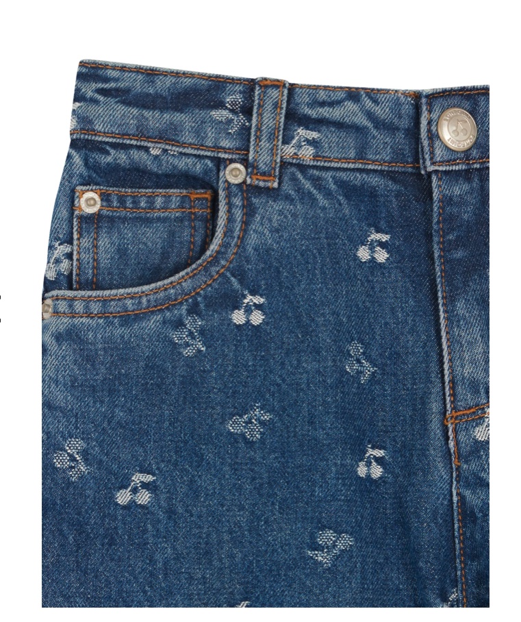 Bonpoint Cherry Embroidery Jeans In Blue