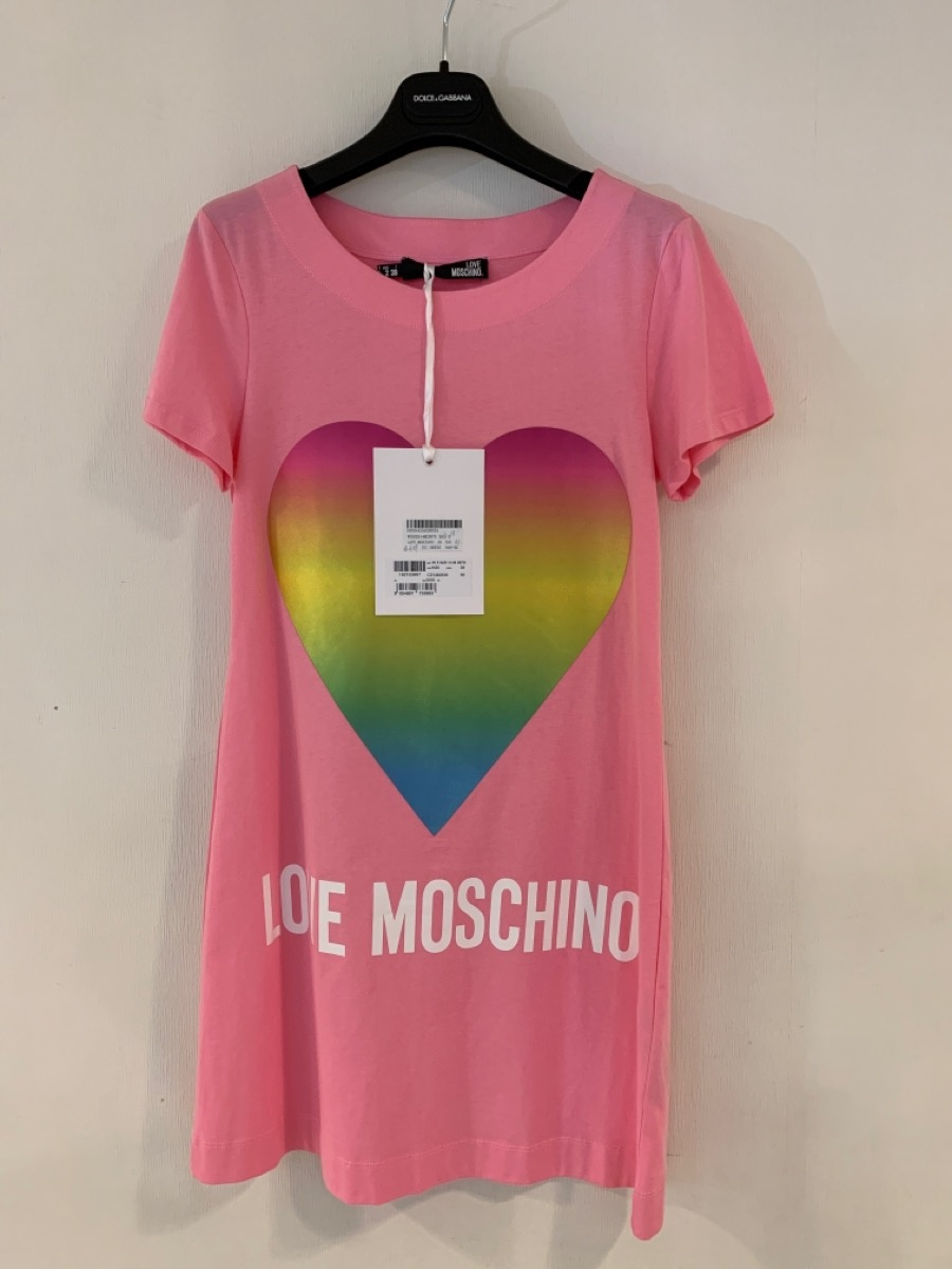 Moschino Heart Print T-shirt Dress In Pink