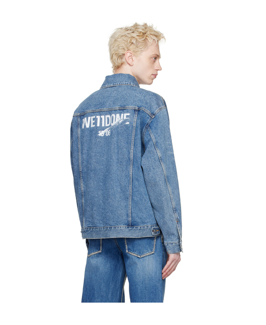 We11 Done Logo-print Denim Jacket In Blue