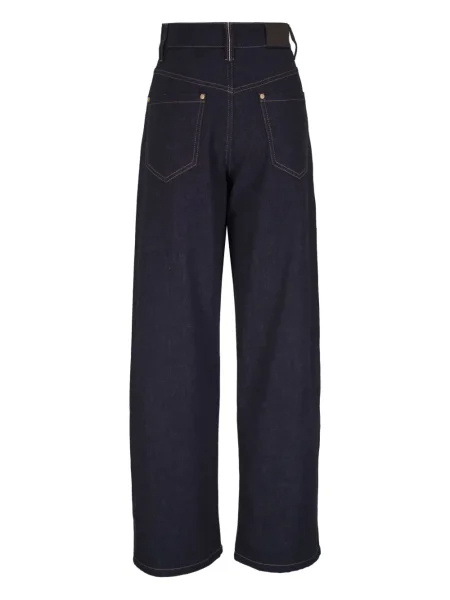 Brunello Cucinelli Wide-leg Denim Trousers With High Waist In Black