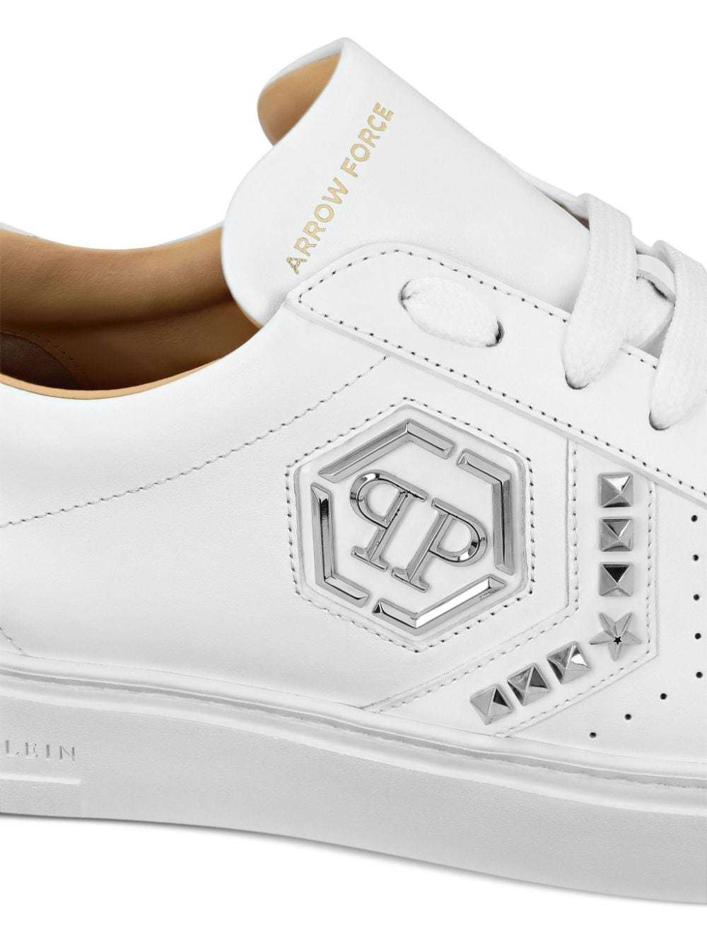 Philipp Plein Lo-top Leather Arrow Force Sneakers In White