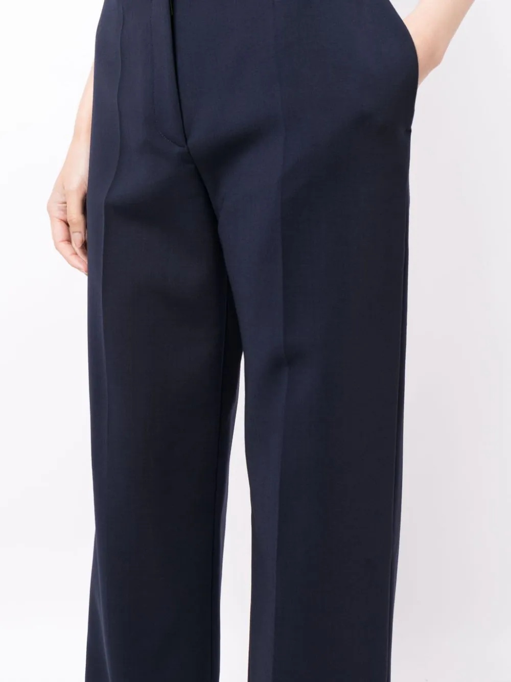 Off-white Blue Wide-leg Virgin-wool-blend Trousers In Black