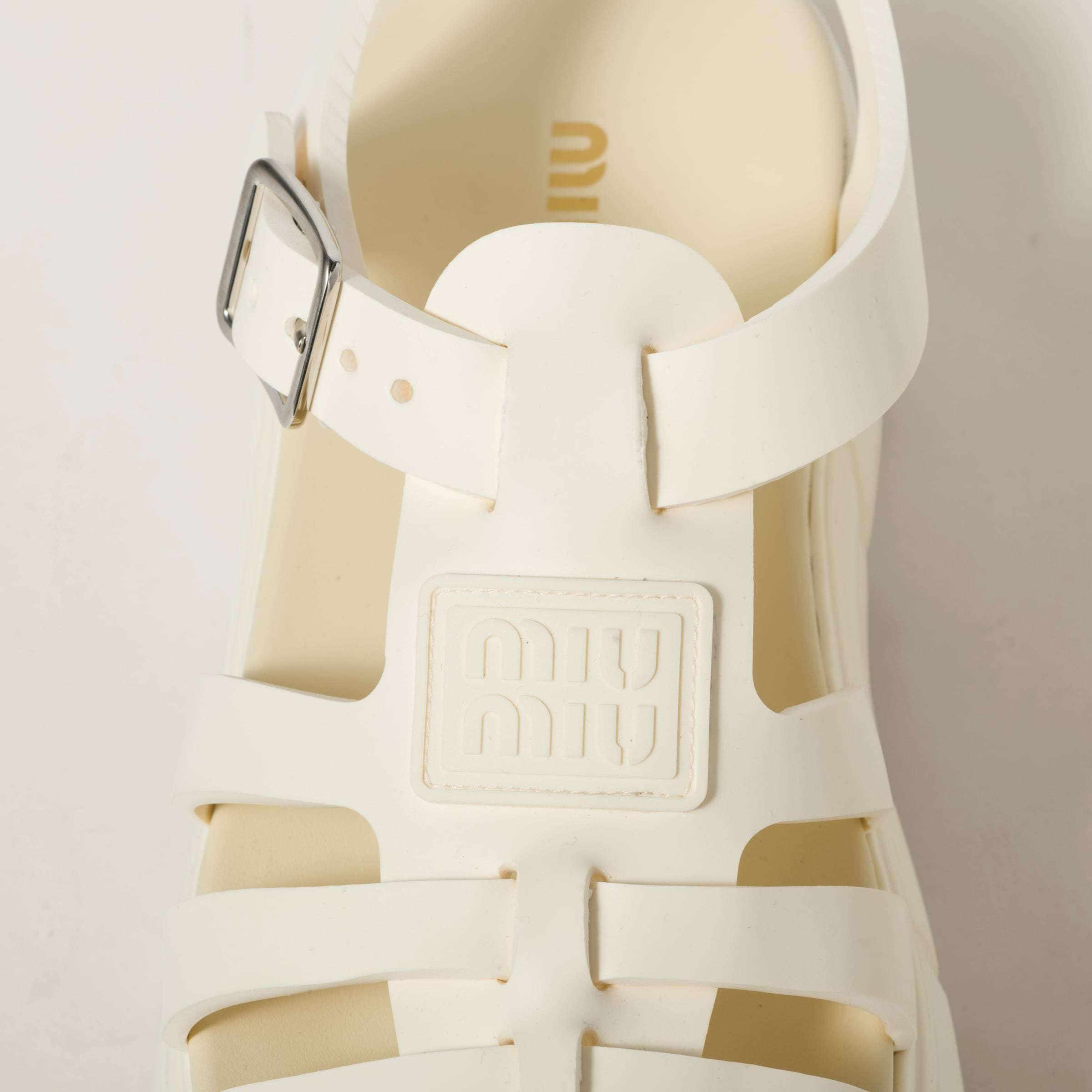 Miu Miu Caged Platform Sandals In White