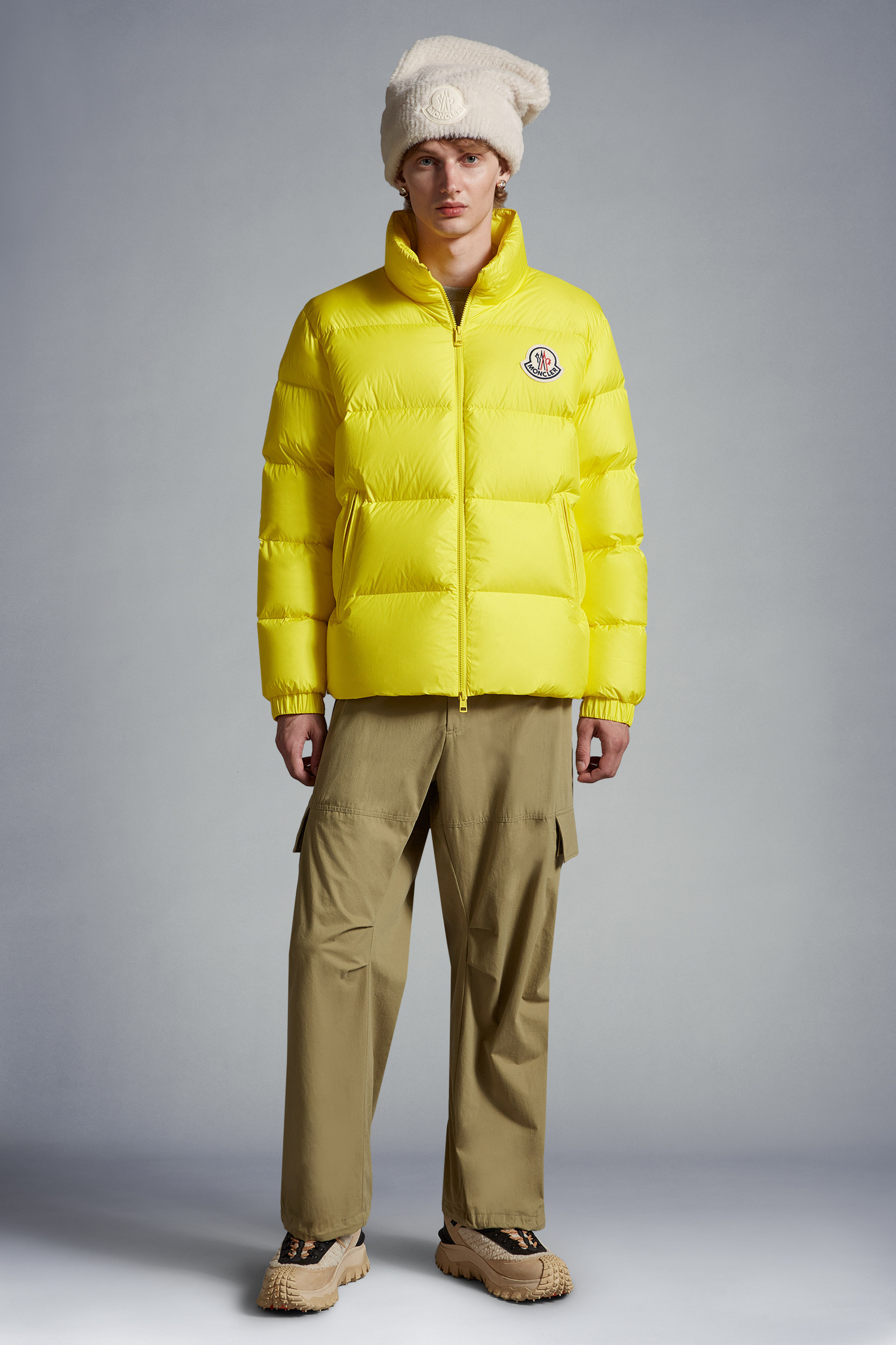 Moncler High-collar Long-sleeved Cotton Suit In Yellow