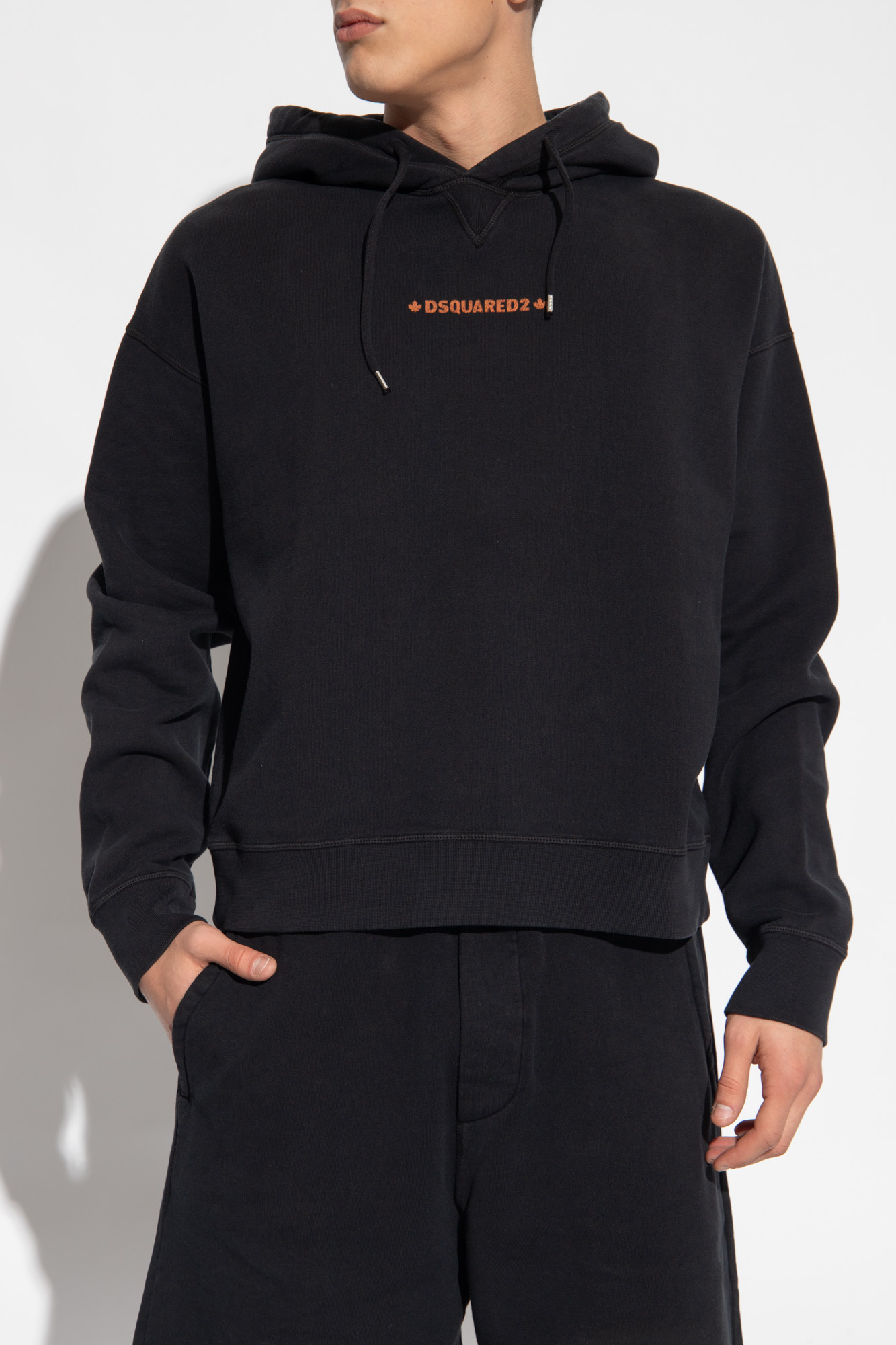 Dsquared2 Cipro Logo-print Cotton Hoodie In Black