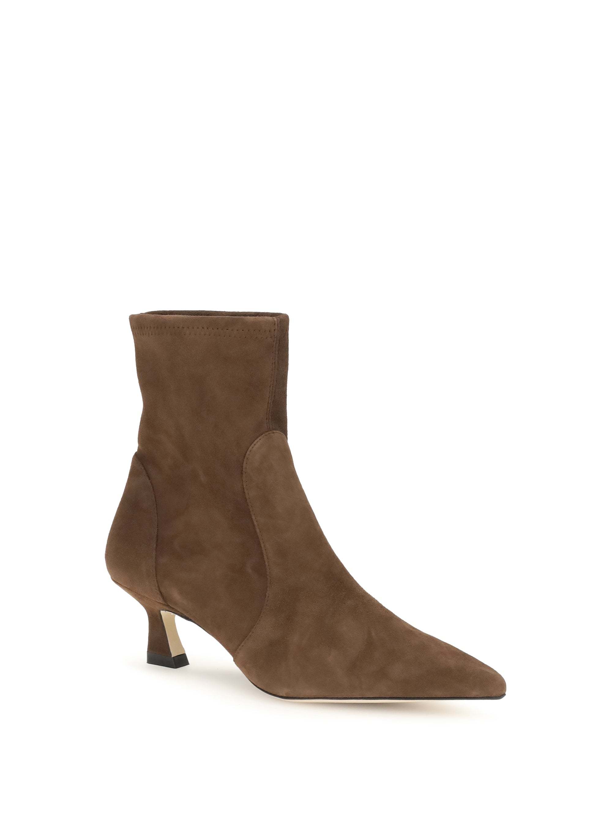 Stuart Weitzman Vinnie Pointed-toe Ankle Boots In Brown