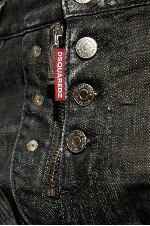 Dsquared2 Zip Detail Distressed Denim Jeans In Black