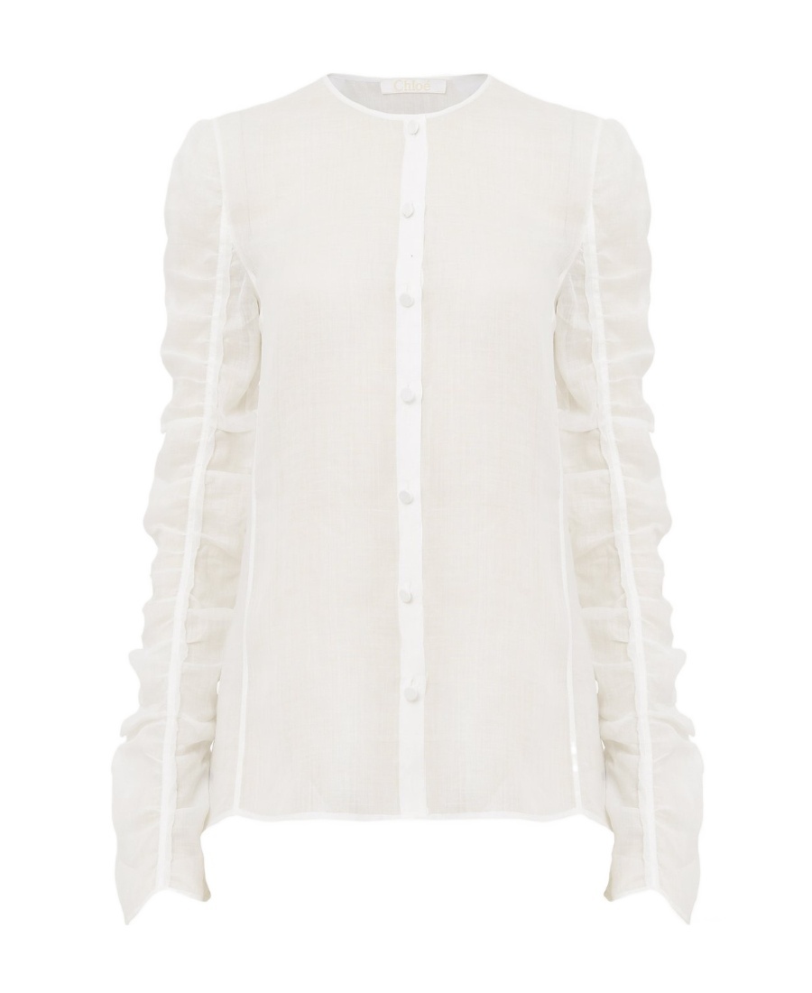 Chloé Collarless Shirt In White