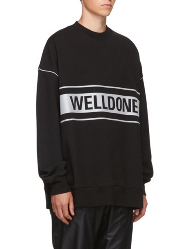 We11 Done Logo Round Neck Sweater In Black