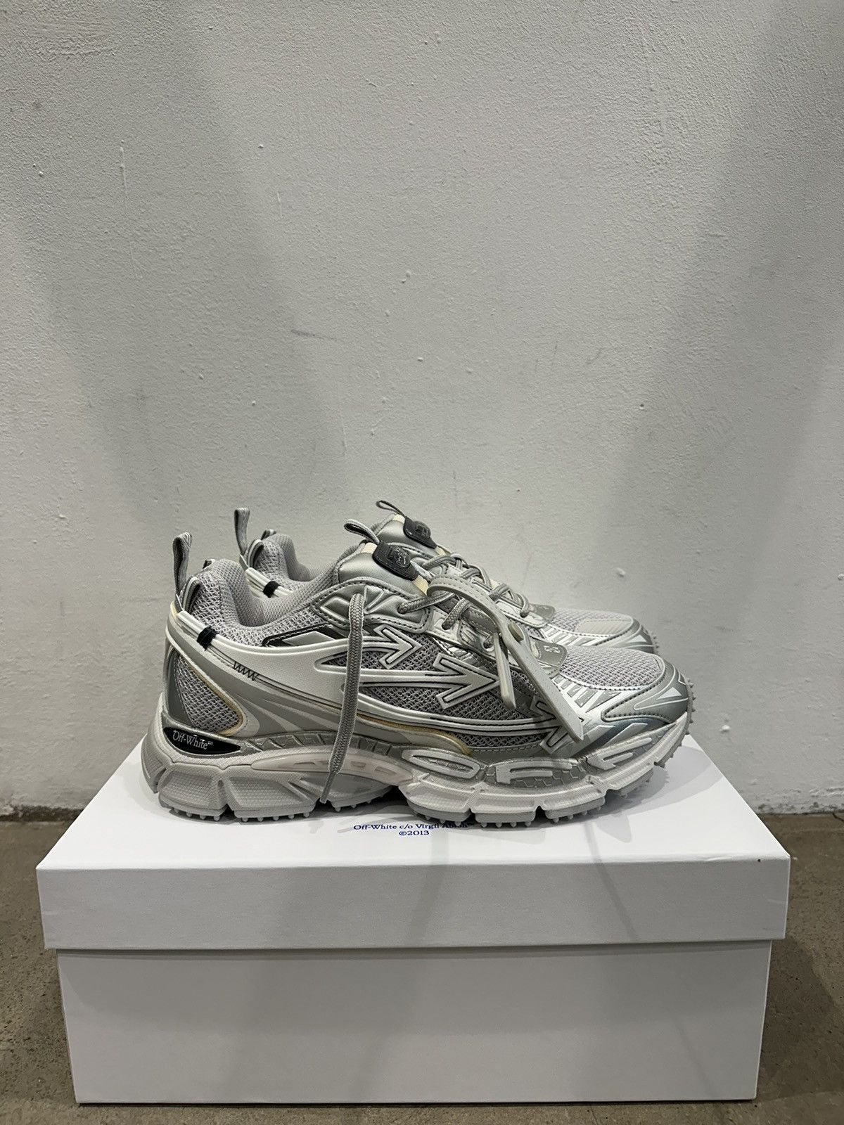 Off-white Ow Be Right Grey Low Top Sneakers With Zip-tie Detail In Mesh And Leather Man In Gray