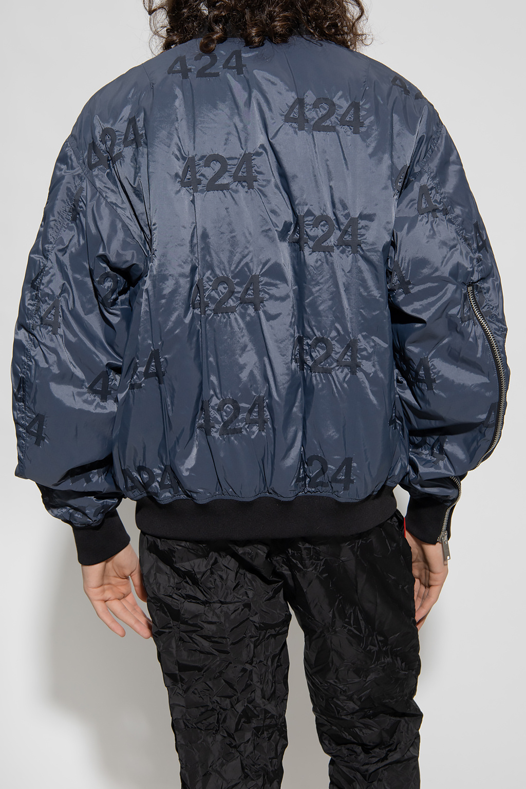 424 Logo-print Quilted Bomber Jacket In Blue