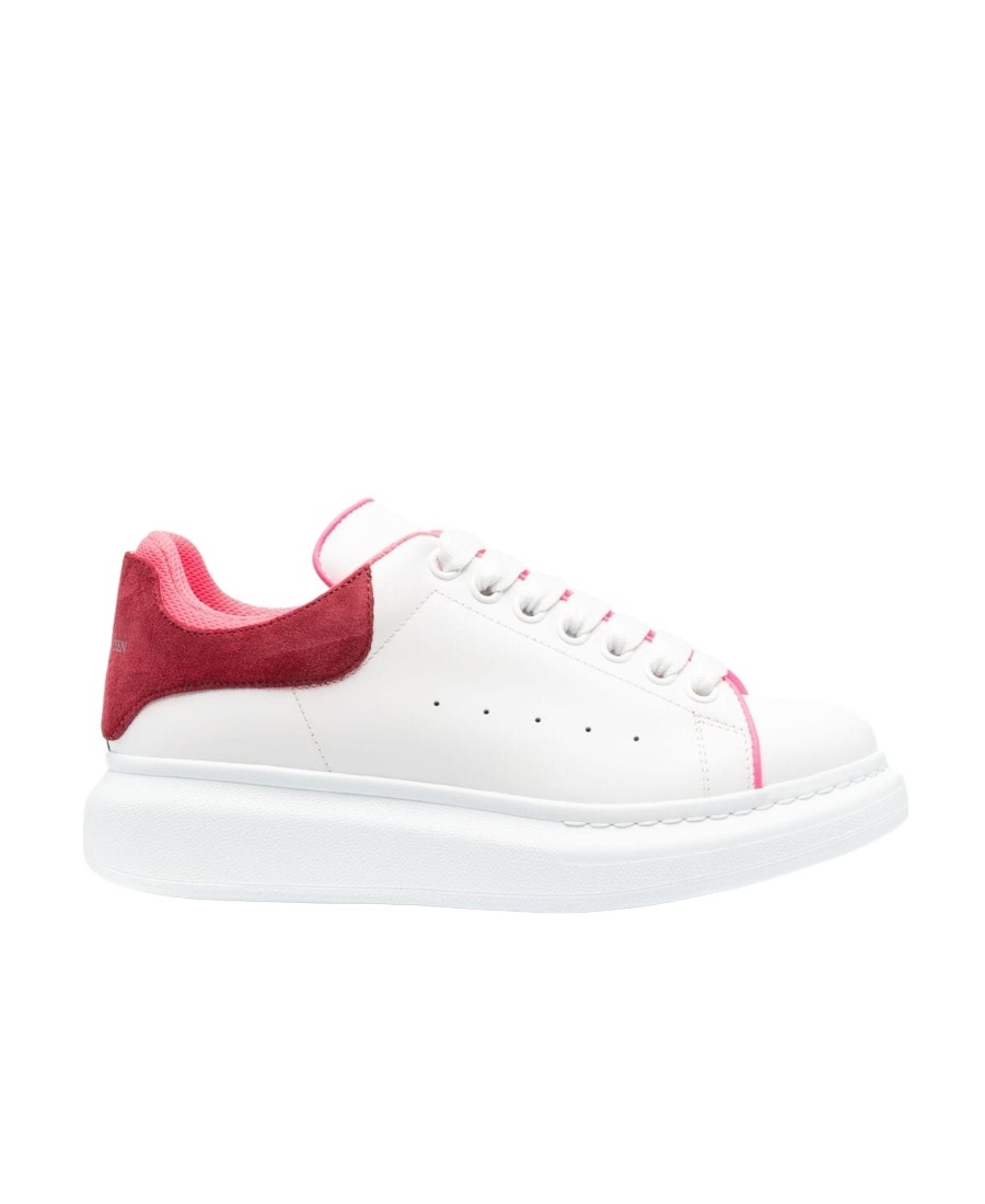 Alexander Mcqueen Leather Sneakers Heel Suede In White