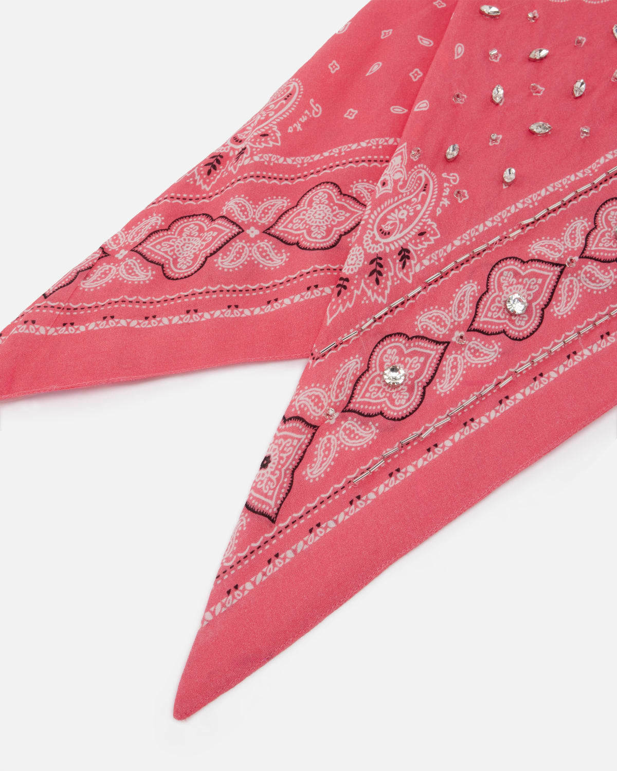Pinko Cotton Bandana With Crystal Embroidery In Pink