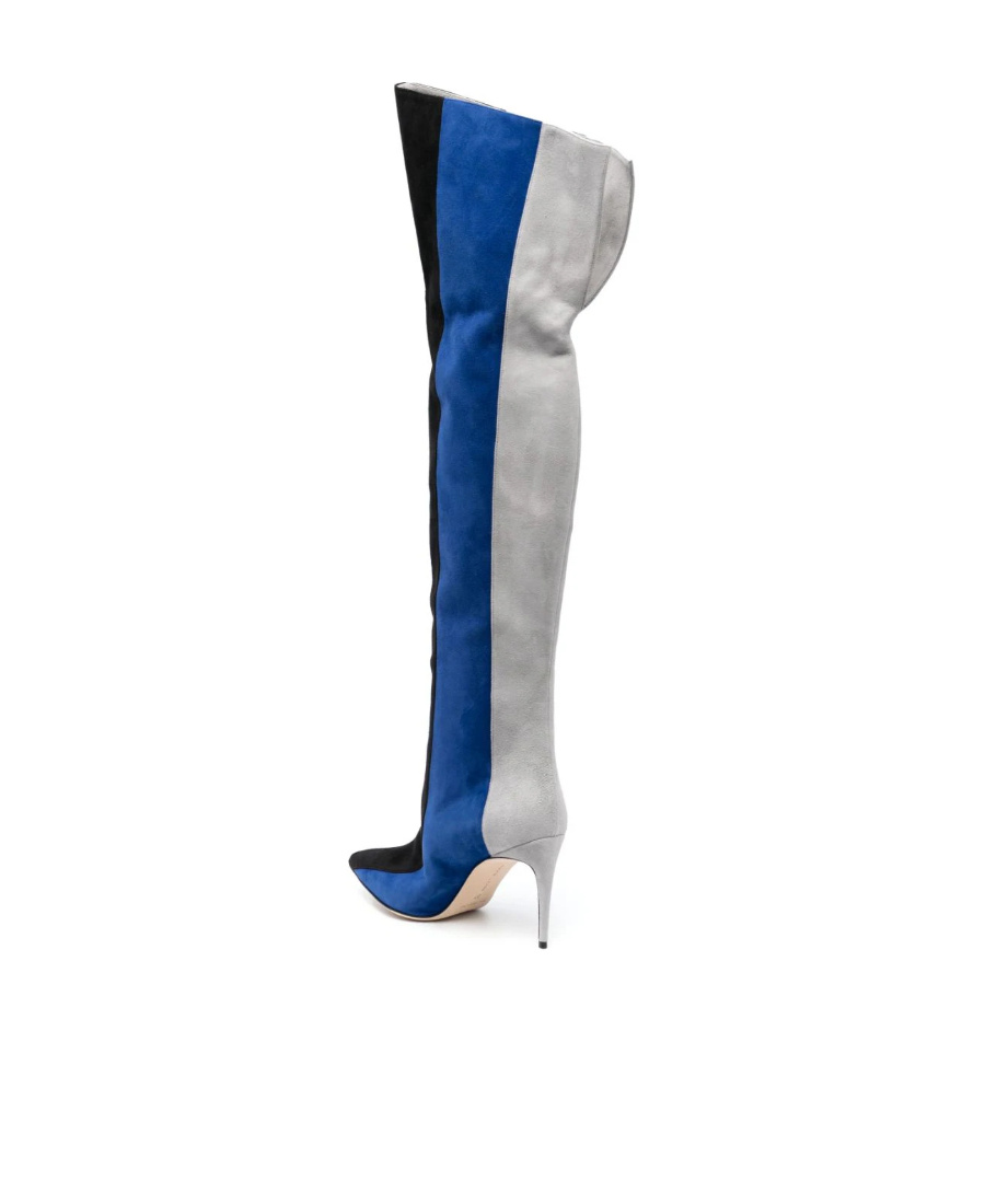 Manolo Blahnik Multicolor Suede Chicuyuhi Boots In Blue