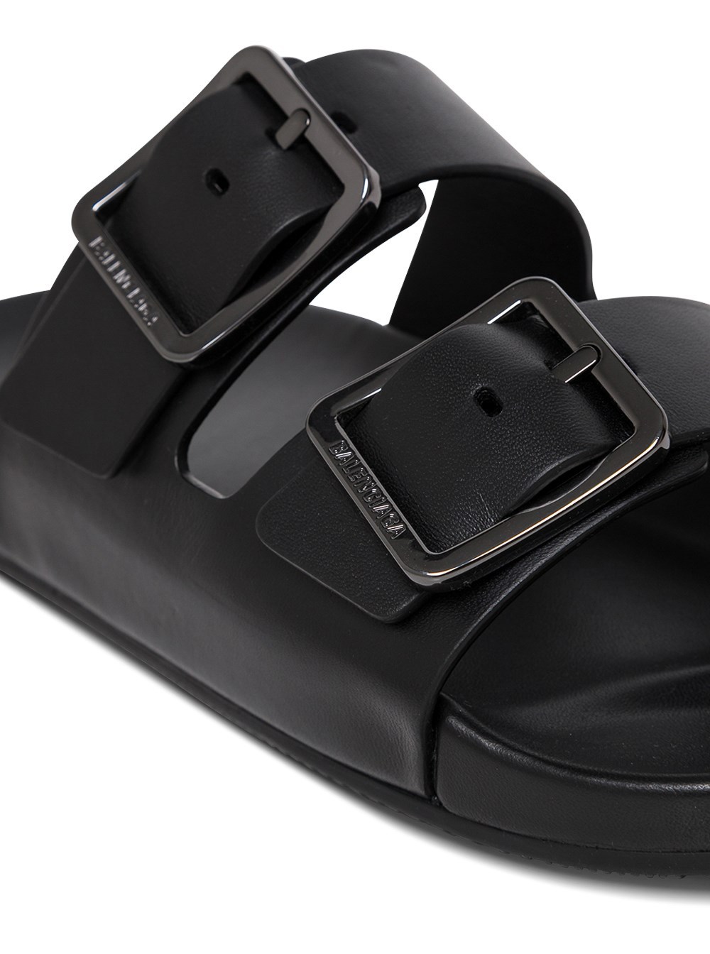Balenciaga Smooth Leather Sunday Slides For A Chic In Black