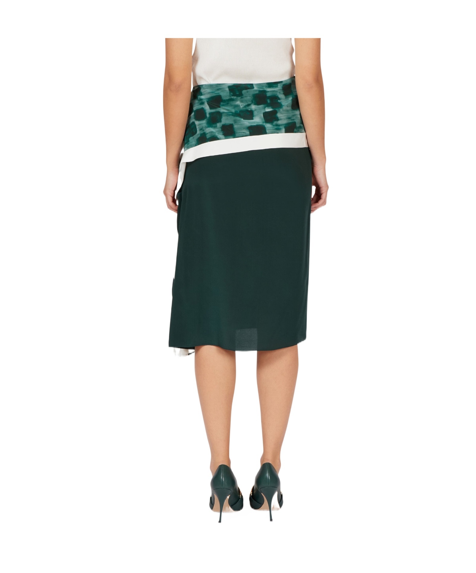 Ferragamo Asymmetric Skirt With Peplum Detail In Green