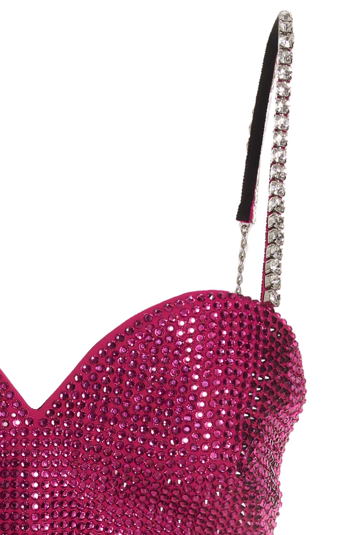 Area Crystal Trim Heart Top In Pink
